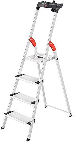 Hailo XXL Easyclix - Escalera de tijera (aluminio, 4 peldaños)