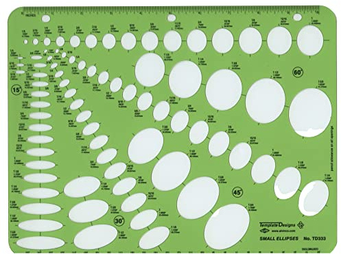 ALVIN TD333, Multi-Purpose Small Ellipse Guide Template, Drawing and Drafting Tool - 79 Ellipses