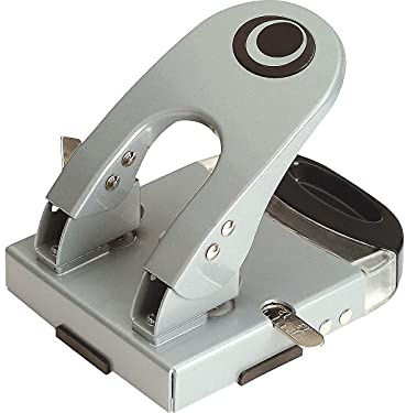 Officemate Deluxe 2-Hole Punch with Chip Drawer, 50 Sheet Capacity, Silver/Navy (90101)