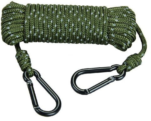 Hunters Specialties 30ft Heavy Duty Reflective Treestand Rope - Hunting Large-Diameter Rope with 2 Carabiner Clips