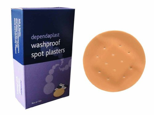 Dependaplast washproof spot plasters - Flexible PU Plastic Film, Secure Adhesive, Breathable, Waterproof - Box of 100