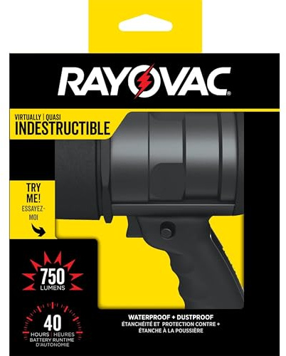 Rayovac Virtually Indestructible LED Spotlight, 750 Lumen Waterproof Spot Flashlight