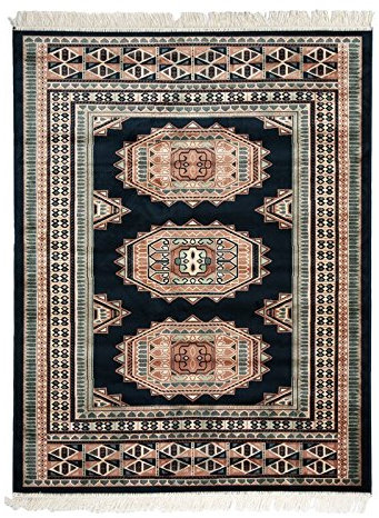 MonBeauTapis 510101 Shirvan Teppich, Viskose, 100 x 140 cm, blau, 140x100x15 cm
