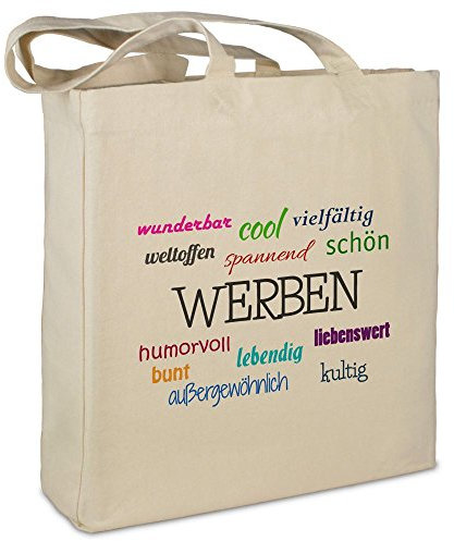 Stofftasche mit Stadt/Ort Werben - Motiv Positive Eigenschaften - Farbe beige - Stoffbeutel, Jutebeutel, Einkaufstasche, Beutel