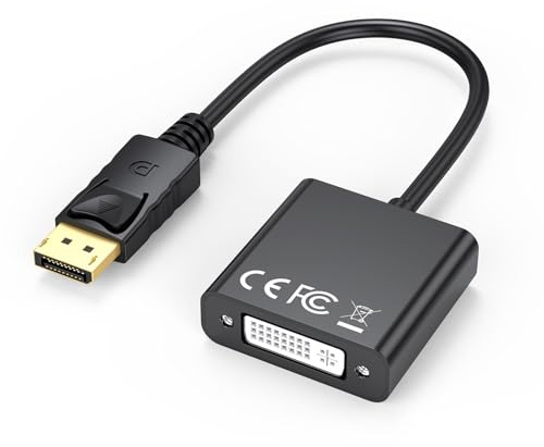 FEMORO DisplayPort to DVI Adapter Converter, Display Port DP to DVI-I Adapter Male to Female 1080P (Male to Female) Compatible with Computer, Desktop, Laptop, PC, Monitor, Projector, HDTV - Black