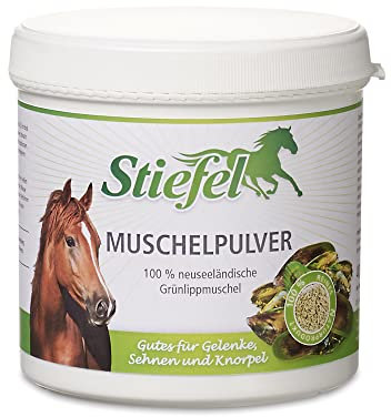Stiefel Muschelpulver für Pferde, 100% naturbelassen, reines Naturprodukt aus neuseeländischer Grünlippmuschel, kann den Bewegungsapparat, das Bindegewebe & die Gelenkfunktion unterstützen, 400g