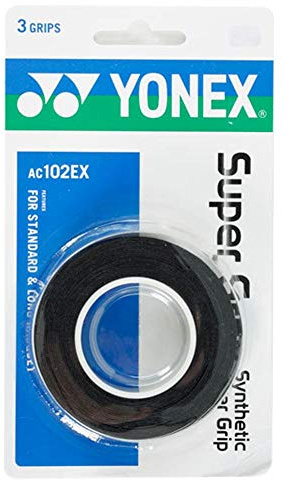 YONEX Super GRAP 3-Pack Overgrip for Unisex Racket Black