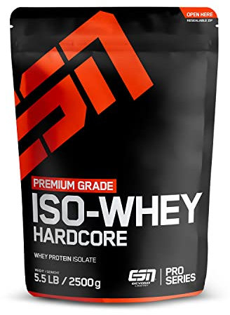 ESN IsoWhey Hardcore Proteinpulver, Banana, 2,5 kg, bis zu 26 g Protein pro Portion, made in Germany