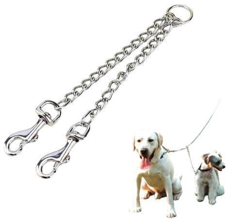 Yosoo Laisse chaîne de sécurité Double 2 voies pour deux petit chien animal marche