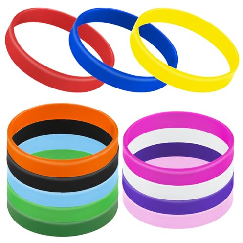 12 PCS Silicone Wristbands Adult Rubber Bracelets Bulk Elastic Wristbands