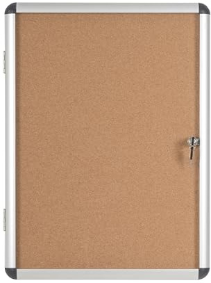 Bi-Office Enclore - Bacheca In Sughero, 4 x A4, Bacheca Con Anta Battente Per Interni in Alluminio, 500 x 674 mm
