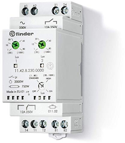 Finder 114282300000PAS Dämmerungsschalter, mit Wechsler, 1 NO, 12 A, 230 VAC