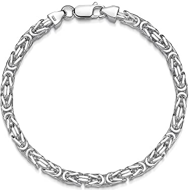 Silverkedja store ditt smycke online shop massivt kungskedja armband 4,5 mm fyrkantig | äkta 925 silver | nickelfri, 18 centimeters, Silver, Ingen sten