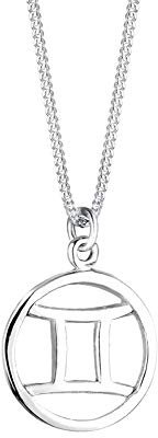Elli Damen-Kette mit Anhänger Sternzeichen - Zwillinge 925 Sterling Silber 01503810_45 - 45cm Länge