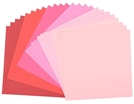 Vaessen Creative Florence Papier Cartonné, Couleurs Roses, 216g, 30.5 x 30.5 cm, 24 Feuilles, Surface Texturée, pour Peindre, Scrapbooking et Plus