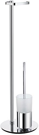 Smedbo FK312 Outline Toilettenpapierhalter mit Bürste, poliertes Chrom/Milchglas