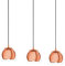 Eglo Suspension luminaire Rocamar à 3 lampes, lustre suspendu en métal aspect cuivre et verre transparent, pour salon et salle à manger, douille E27