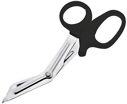 YNR Medical Scissors – Stainless Steel First Aid Scissors, Curved Paramedic with Serrated Blade, Trauma & Nurse Scissor for EMT, EMS, Vets, Nursing Use | (Black) 7.5 Inches