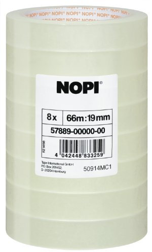 tesa NOPI Klebefilm, transparent, 8 Rollen, 66m x 19mm