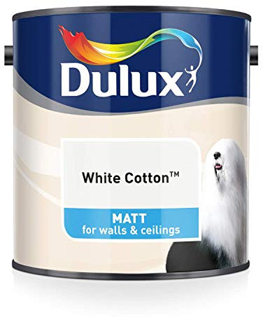 Dulux Matt Emulsion Paint For Walls And Ceilings - White Cotton 2.5 Litres