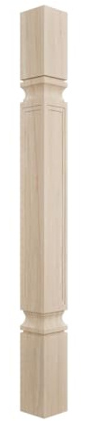 Ekena Millwork COL03X03X35KERW Kent Raised Panel Cabinet Column (Top Block: 6 1/8, Bottom Block: 7 1/8), 3 3/4W x 3 3/4D x 35 1/2H, Rubberwood