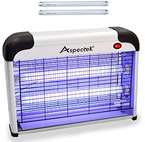 ASPECTEK Insect Killer, Bug Zapper, Powerful 20W Electronic Indoor Fly Zapper for Mosquito, Fungus Gnat, Asian Beetle, Moth, Flying Pests - Indoor Use, Includes 2-Pack Replacement Bulbs
