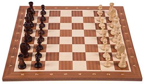 Square - Square - Professionnel Échecs en Bois | Tournoi no 5 - Europe - Jeu d'échecs - Échiquier en Bois Acajou