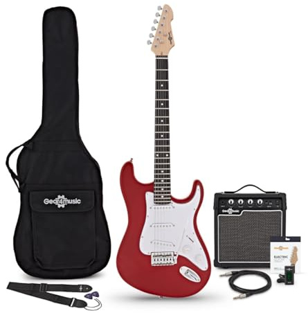 LA Electric Guitar Red, 10W Guitar Amp & Accessory Pack