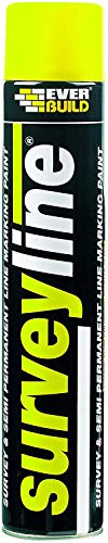 Everbuild Surveyline Semi-Permanent Spray Paint – Ideal For Survey Line Marking – High Covering Power – Easy To Apply – Yellow – 700ml