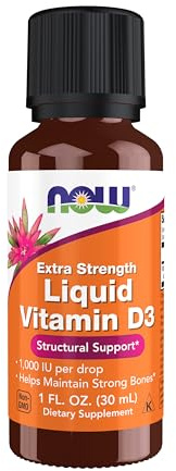 Now Foods Extra stark flytande vitamin D-3 (flytande vitamin D3) 1 000 IE, 30 ml, droppar | högdoserad, glutenfri sojafri