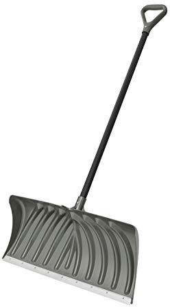 Suncast 27 Combination Snow Shovel/Pusher with Steel-Core Handle, Graphite/Black