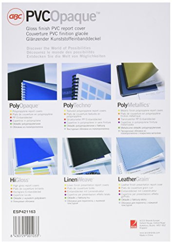 GBC ESP421163 - Portada de encuadernación PVC opaco DIN A4 180 micras (Pack 100) color negro