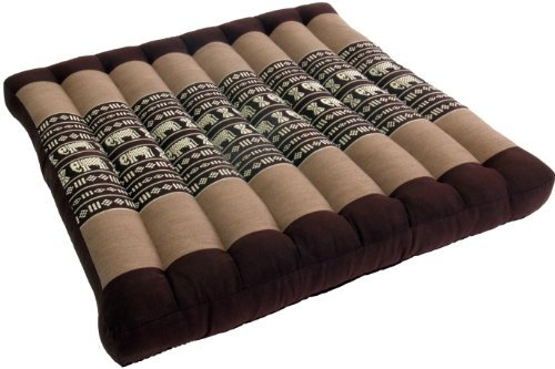 GURU SHOP Sitzkissen, Bodenkissen, Bodenmatte Thai, aus Kapok, 50x50 cm - Braun