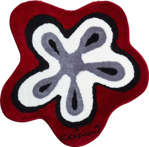 Grund COLANI Exklusiver Designer Badteppich 100% Polyacryl, ultra soft, rutschfest, ÖKO-TEX-zertifiziert, 5 Jahre Garantie, Colani 1, Badematte 100 cm rund, rot