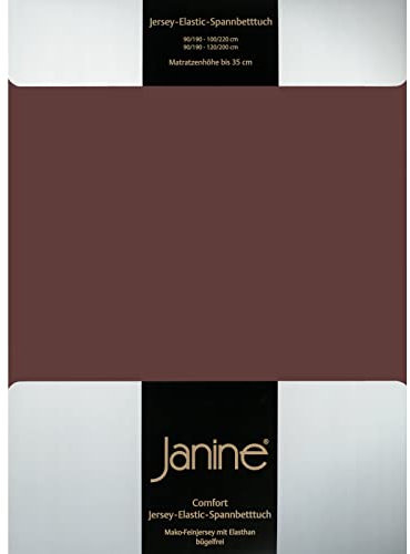 Janine Spannbettlaken Elastic - extra weiches und elastisches Spannbetttuch - für Matratzen 140x200cm bis 160x220cm Dunkelbraun