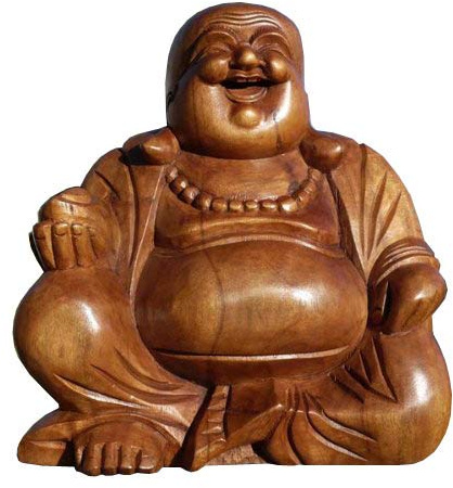 Wogeka Super schöner lachender 30 cm Buddha Happy Holz Handarbeit Budda FENG Shui Bali Buda BH30