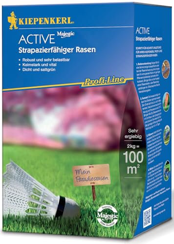 Kiepenkerl Profi-Line Active 661400 Gazon résistant, 2 kg, pour jeux et sport, germination rapide, tapis de gazon, robuste et résistant, idéal pour le gazon sec et l'ombre