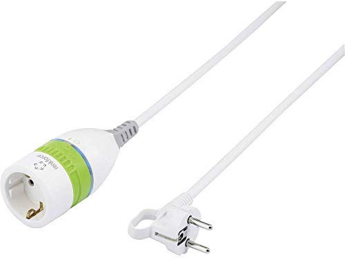 Renkforce 1362918 Strom Verlängerungskabel Weiß, Grün 5.00 m H05VV-F 3G 1,5 mm² mit Zwischenschalter