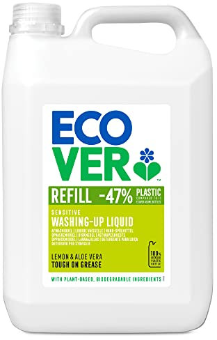 Ecover 4003317 Detersivo per Stoviglie, Fragranza Limone e Aloe Vera, 5 L