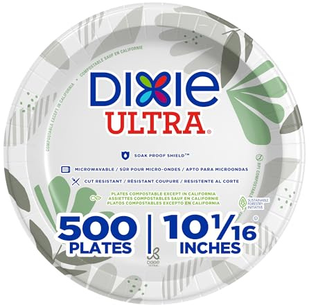 Dixie Ultra 10 Inch Heavy-Weight Paper Plates By GP PRO, Pathways Botanical Design, 500 Count (125 Disposable Plates Per Pack, 4 Packs Per Case), SXP10PATH