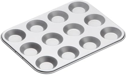 KitchenCraft Non-Stick 12-Cup Shallow Muffin Tin/Mince Pie Tray, 31.5 x 24 cm (12.5 x 9.5), Silver
