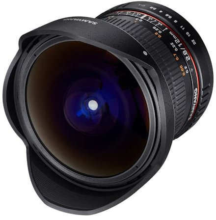 Samyang F1112103101 - Objetivo fotográfico DSLR para Nikon F Ae (Distancia Focal Fija 12mm, Apertura f/2.8-22 ED AS NCS, Ojo de Pez), Negro