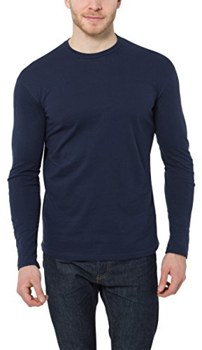 Lower East långärmade herrtröjor, 100 % bomull, rund hals (5-pack)
