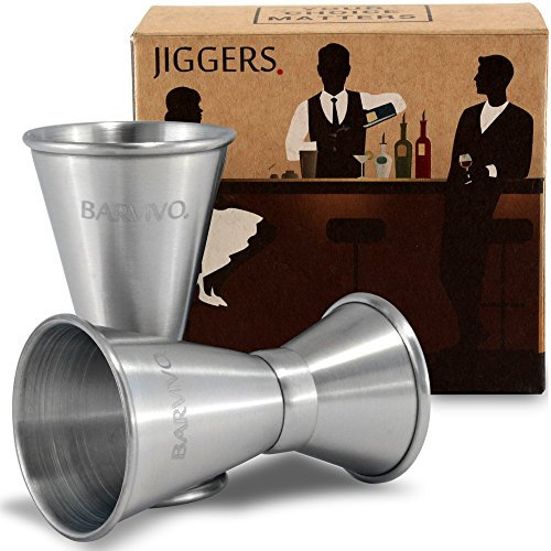 Double Jigger Set by Barvivo. Measure Liquor with Confidence Like a Professional Bartender. an Essential Part of Your Home Bar Kit, Made of Real Stainless Steel with Brushed Finish, Holds 15/30ml