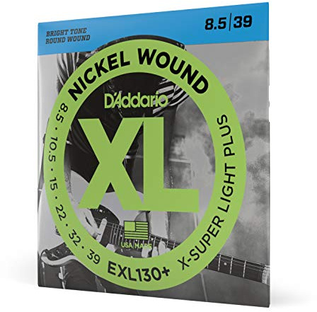 D'Addario EXL130+ Nickel Wound Electric Guitar Strings, Extra-Super Light Plus, 8.5-39