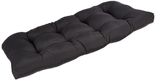 Pillow Perfect Fresco Solid Indoor/Outdoor Wicker Patio Sofa/Swing Cushion Tufted, Weather and Fade Resistant, 19 x 44, Black