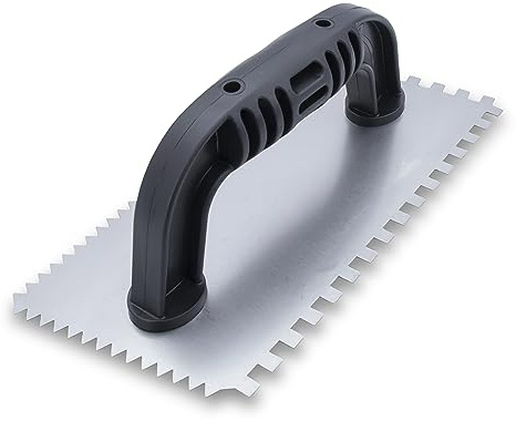 MARSHALLTOWN QLT Economy Notched Trowels, Double Notch Trowel Style, Square & V-Shaped Notch Shapes, 1/4 x 1/4 x 1/4 & 1/4 x 3/16 Notch Sizes, 9 x 4 in Blade Size, Angled Blade, Made In The USA, 207