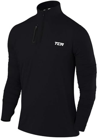 TCA Maglia Termica Uomo Fusion PRO - Sottogiacca Moto con Maniche Lunghe e Zip - Maglia Termica Tecnica Uomo con Manica Lunga - Abbigliamento Termico Moto e da Corsa - Nero/Nero, L