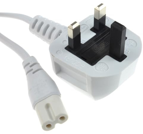kenable Power Cable UK Plug to C7 Figure 8 Lead for TV Laptop CD Player 3A Fused 0.75mm 5m White