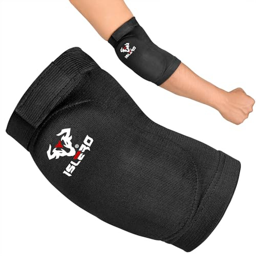Islero Fitness Elbow Pads Guard Elasticated Support MMA Martial Arts Boxing UFC (Small/Medium)